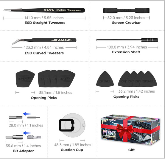 Kit destornilladores 180 en 1 magnético para PC, móvil, consolas y bricolaje.