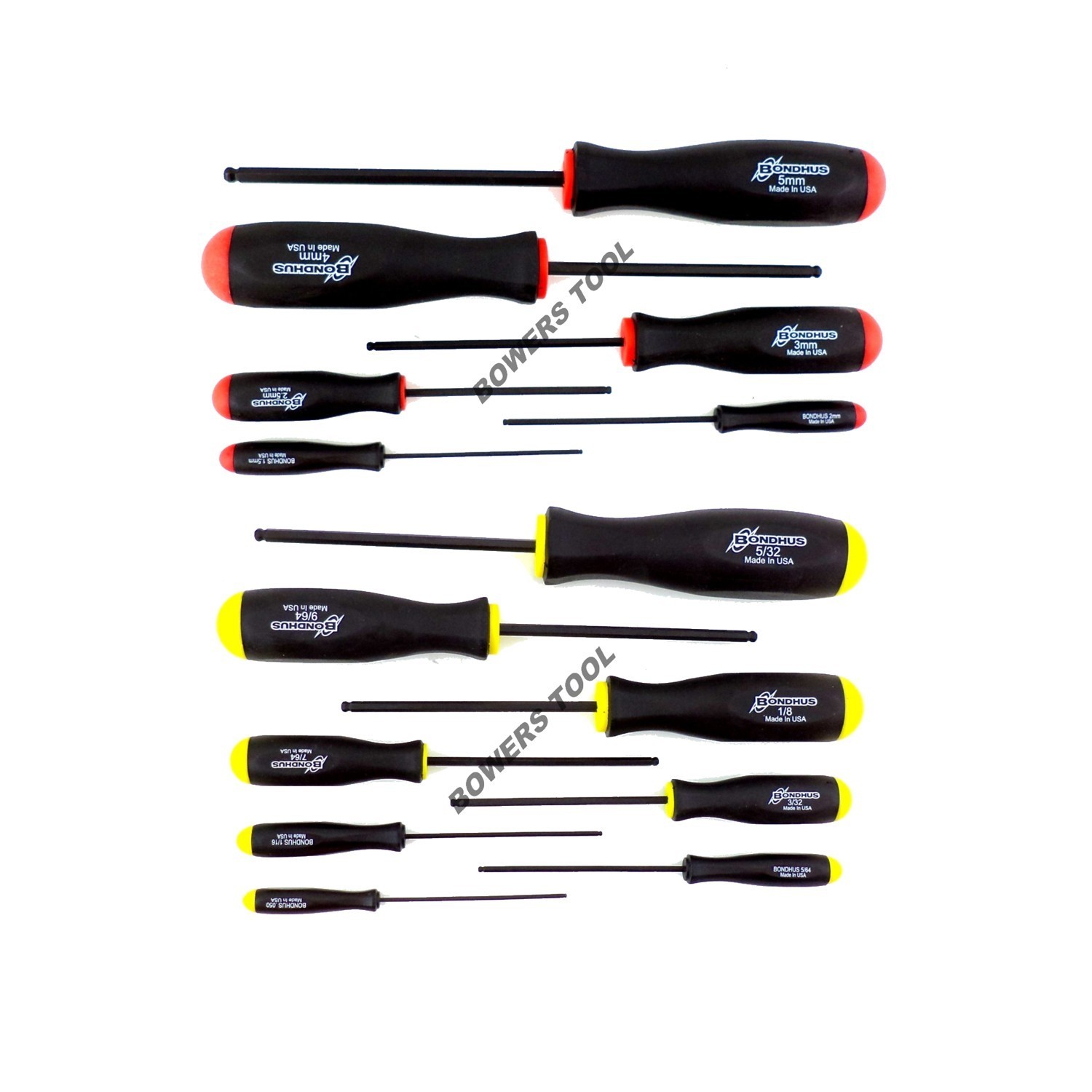 Bondhus 14pc Ball End Hex Screwdriver Set SAE .050-5/32” Metric 1.5-5mm USA
