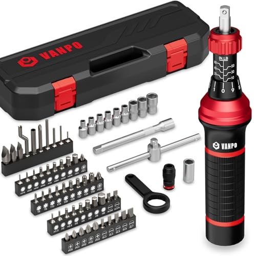 Torque Screwdriver Set, 10–60 in-lb, 64 Pcs 1/4″ Drive 10-60 in.lb 64 Pcs
