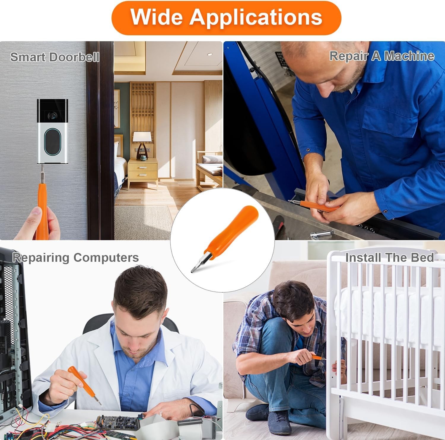 Screwdriver for Ring Doorbell Replacement with 4.7 INCH, Orange