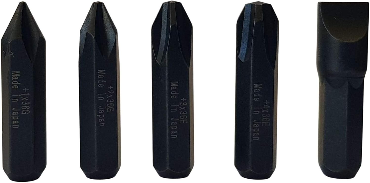 5/16 JIS Impact Screwdriver Bits | Made in Japan | +1 +2 +3 +4-10 (36Mm Long)
