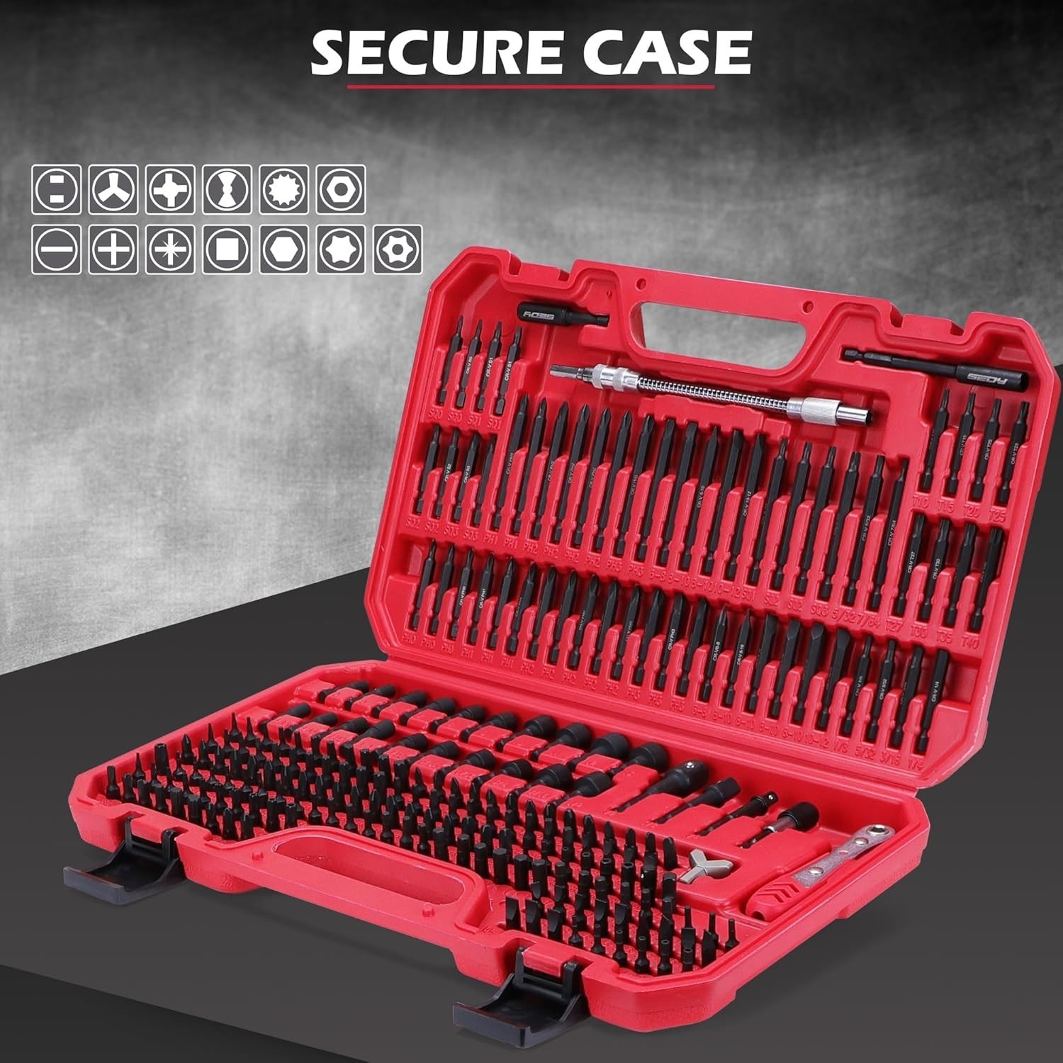 232-Piece Chrome Vanadium Screwdriver Bit Set with Ratchet Wrench – Complete Kit