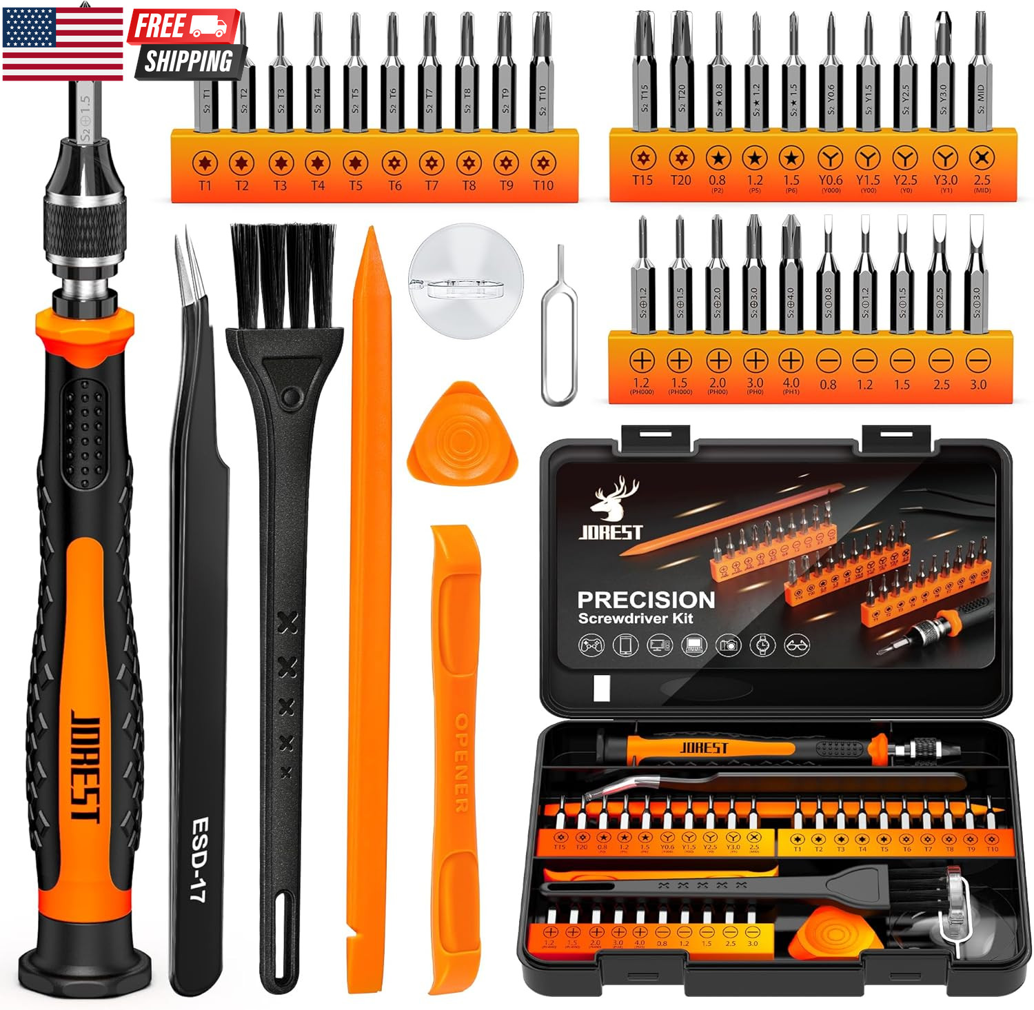 40Pcs Small Precision Screwdriver Set S2 Steel Magnetic Screwdriver Set with Tor