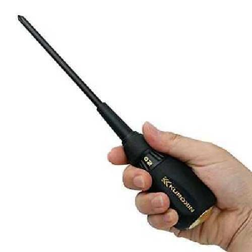 FUJIYA KUROKIN 526K-BG +2×150 Penetration Screwdriver Plastic Grip Magnetic Tip