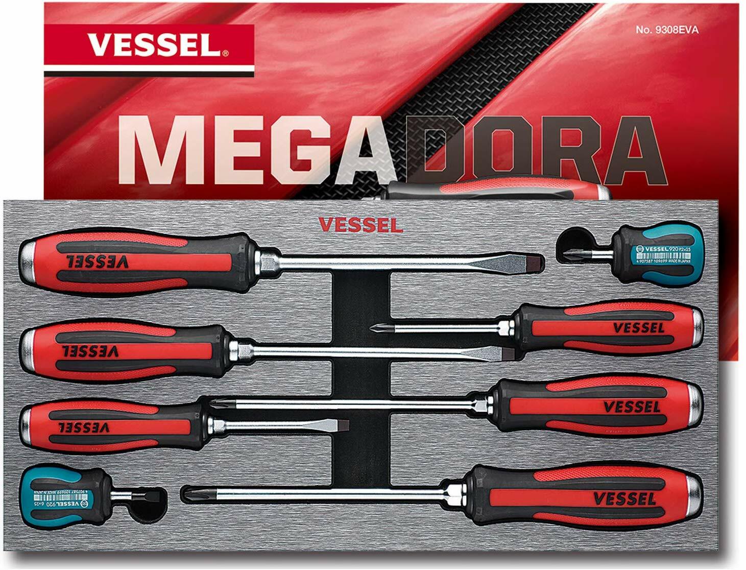 Vessel 9308EVA Megadora JAWSFIT Screwdriver 8 Pcs Set