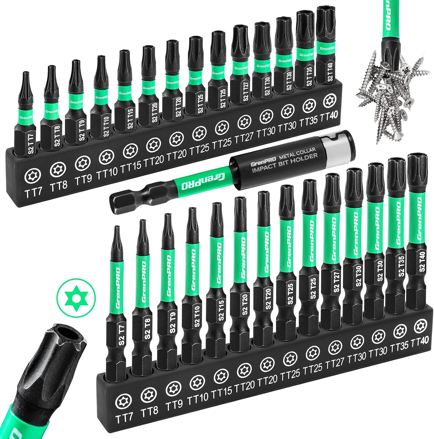 Torx Bit Set 29Pcs Impact Driver Bit Set, S2 Steel Torx Screwdriver Sets, Tamper