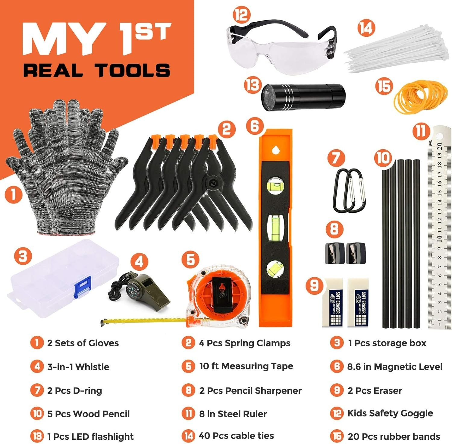 95 PCS Real Tools Hammer Screwdriver for Home DIY Building and Woodworking