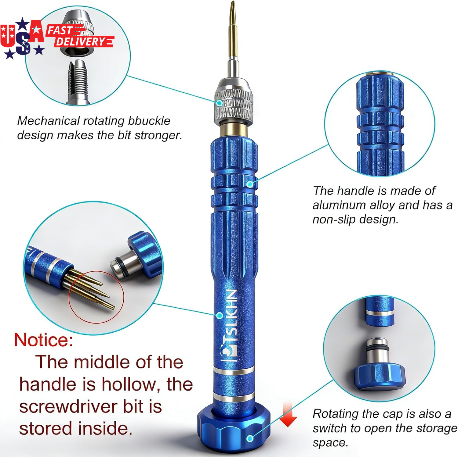 5-In-1 Multifunctional Small Screwdriver, S2 Steel Magnetic Screwdriver Kit for