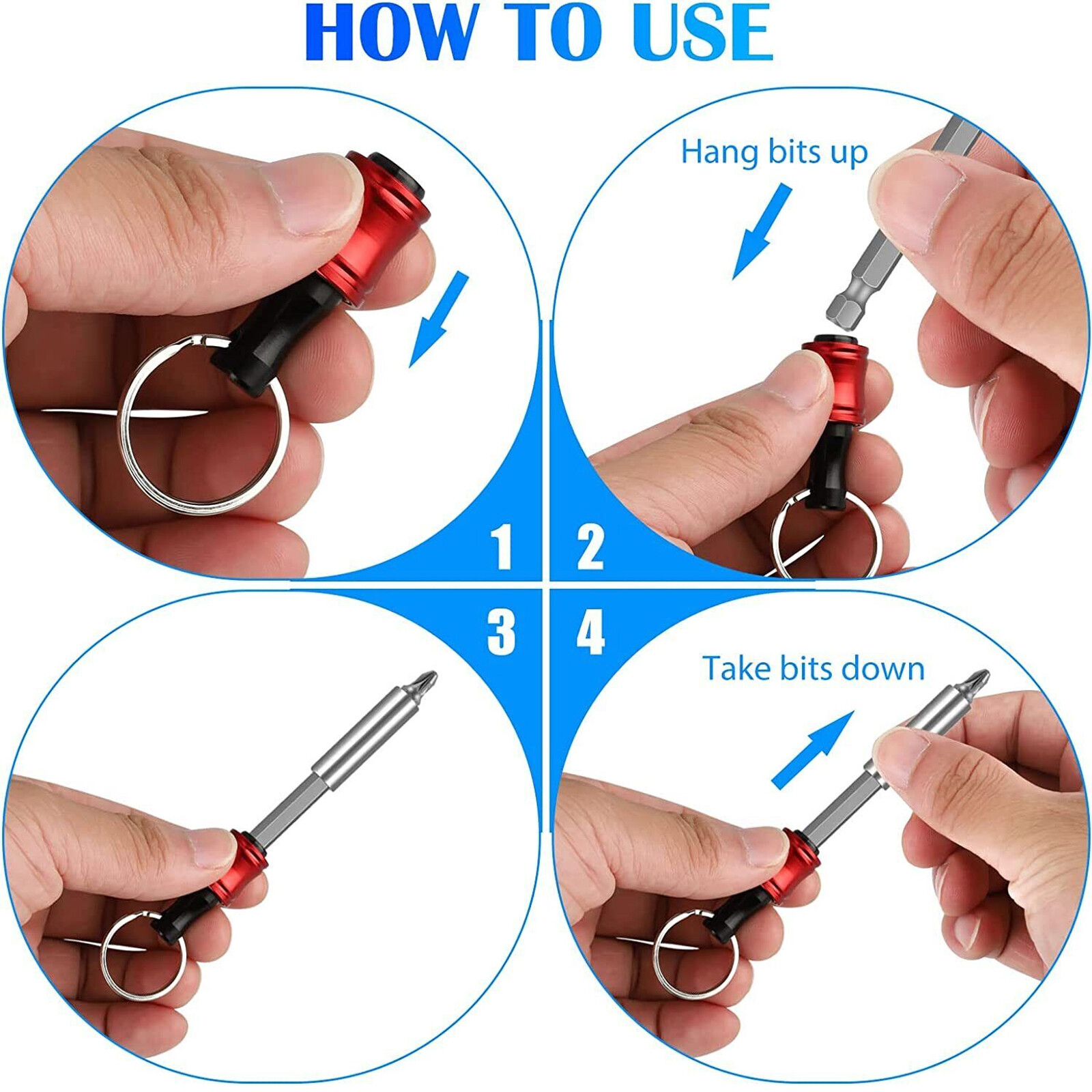 For 1/4″ Hex Shank Quick Release Keychain Screwdriver Drill Bit Holder Bits Lot