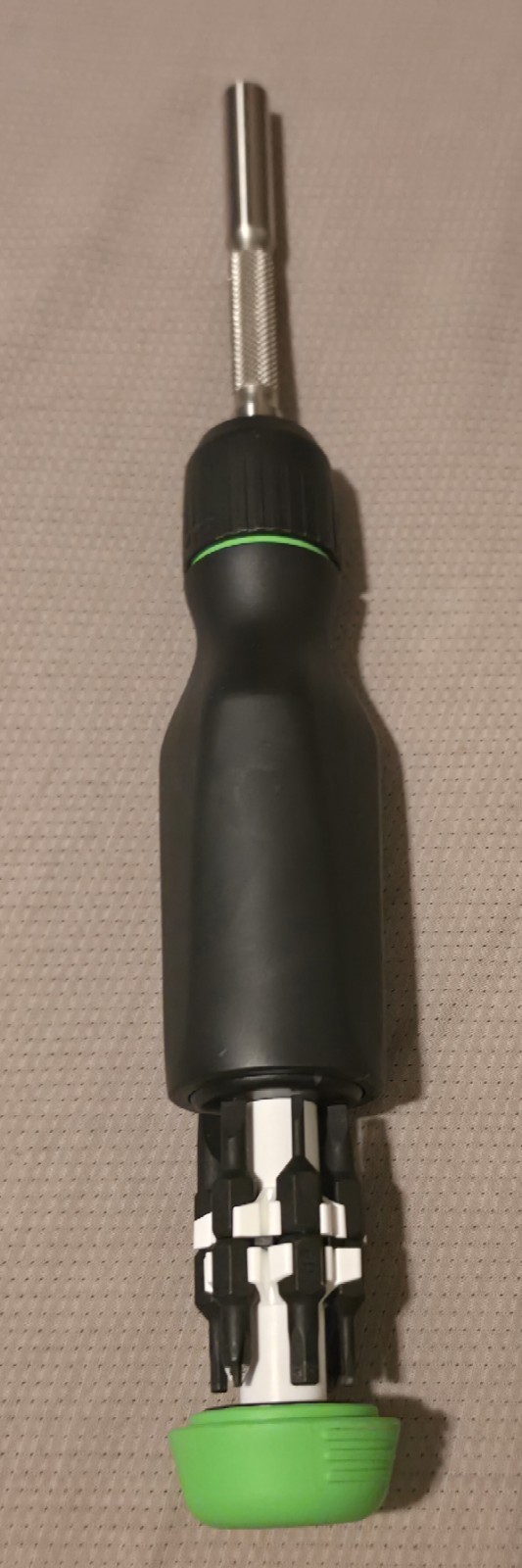 Black W/ Green Accents. LTT Screwdriver With Bits – No Box. Linus Tech Tips