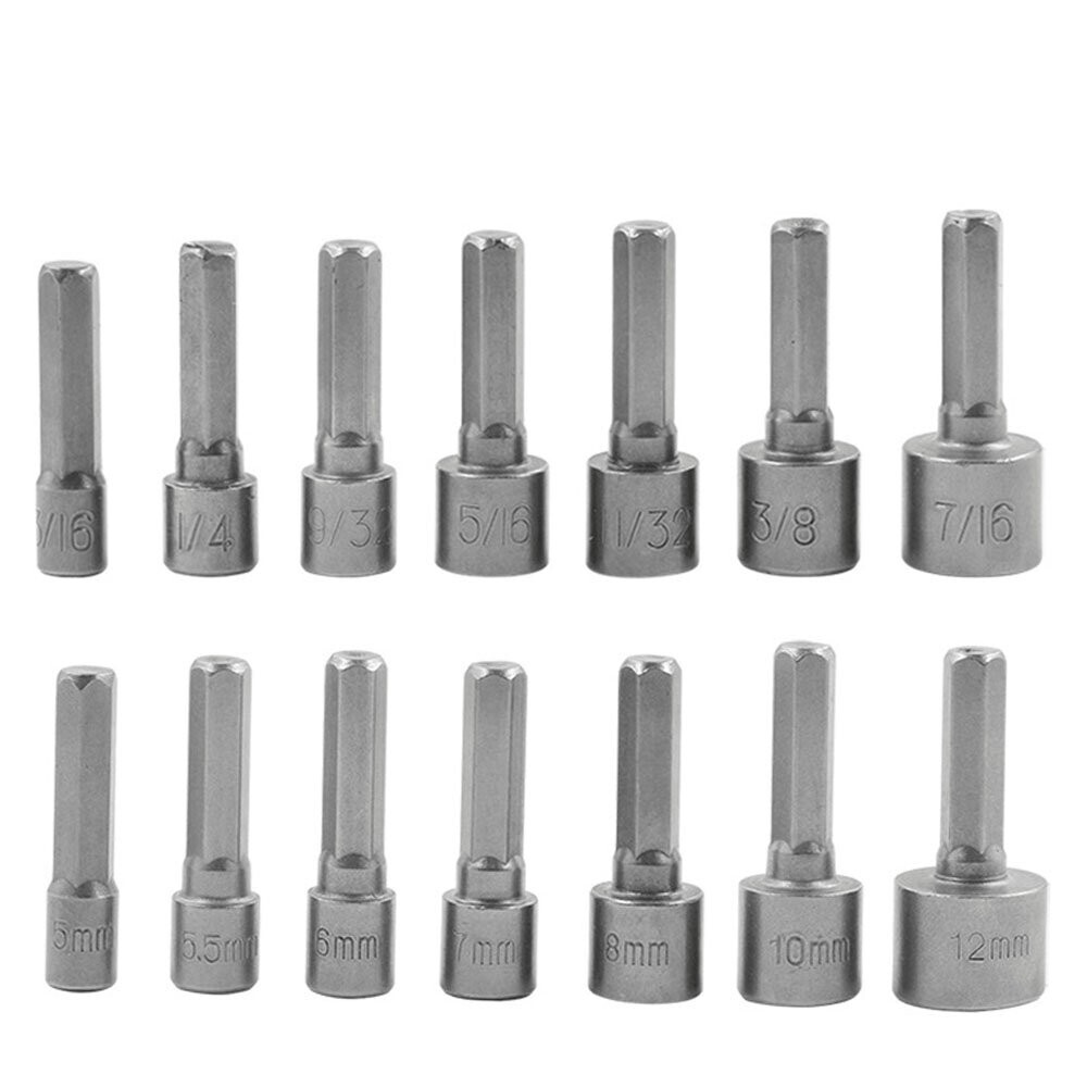 28Pcs Power Nuts Driver Drill Bit Set Metric Socket Wrench 1/4” Driver Hex Keys