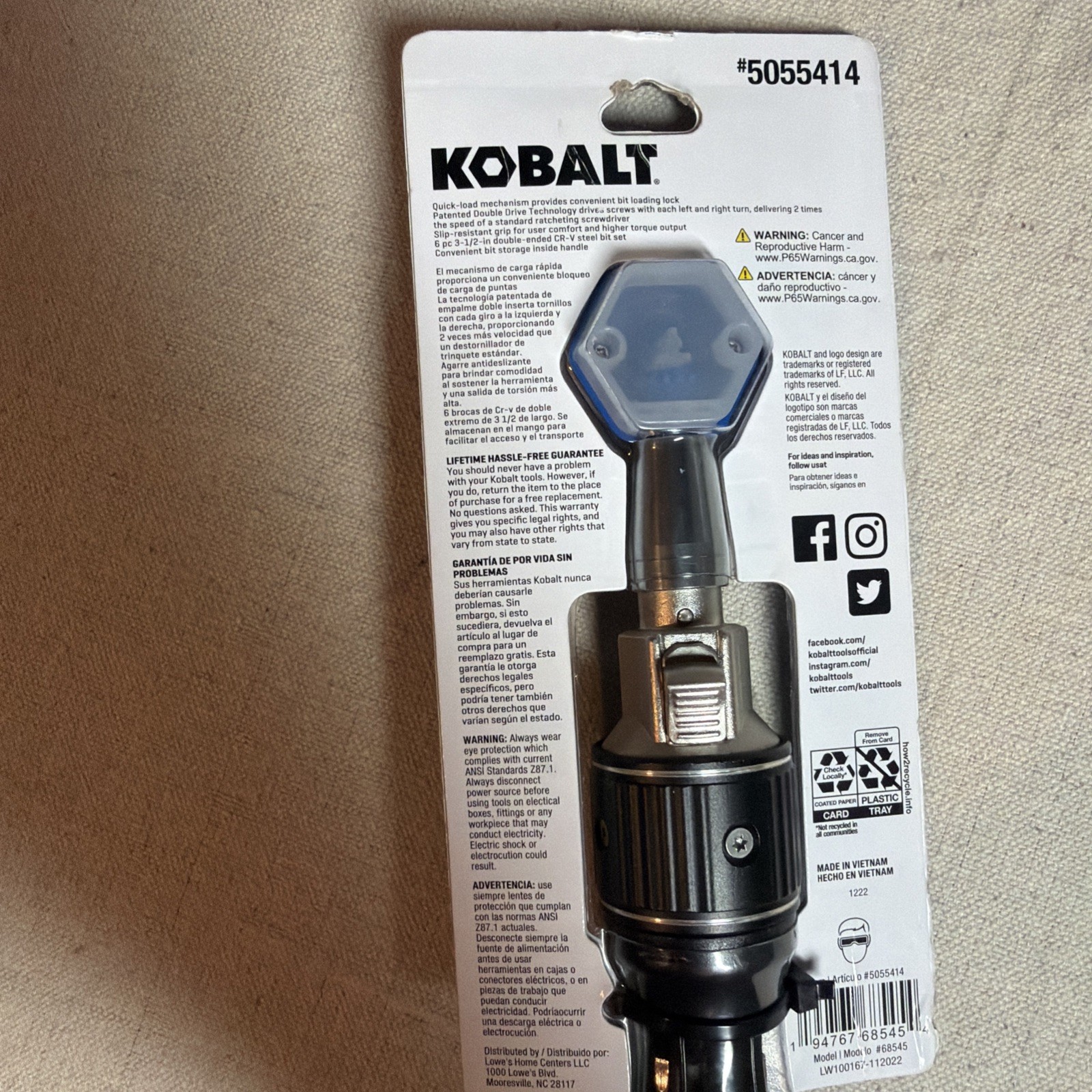 Kobalt 12-in-1 Double Drive Ratcheting Screwdriver #5055414 New Sealed Multi Bit