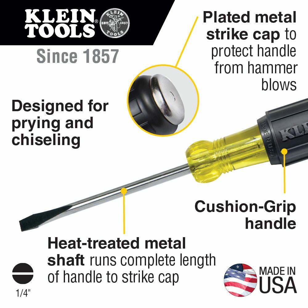 Klein Tools 602-4DD 1/4-Inch Keystone Demolition Driver, 4-Inch Shank