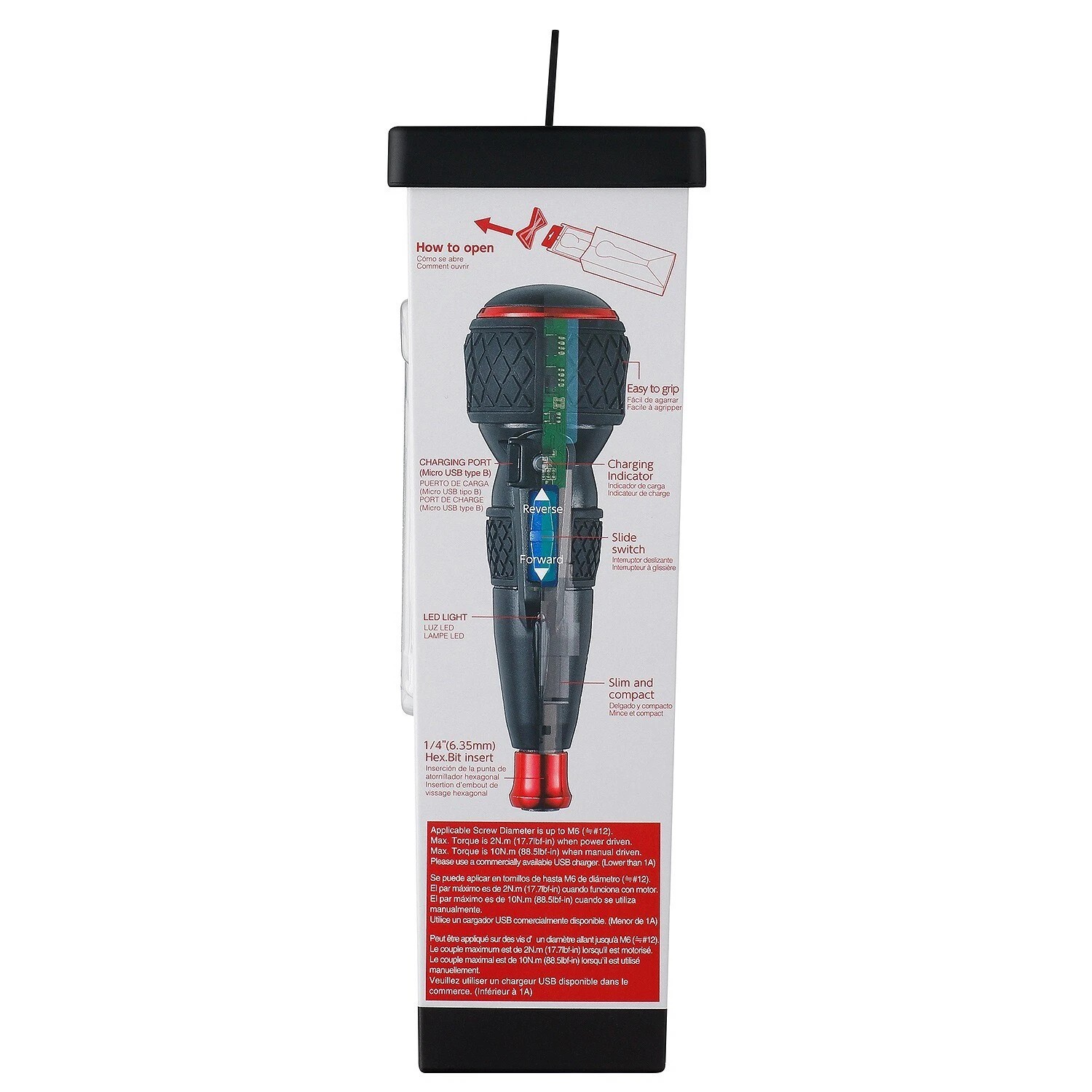Vessel Cordless Electric Screwdriver w Ball Grip, High Torque, 11 pc Bit Set
