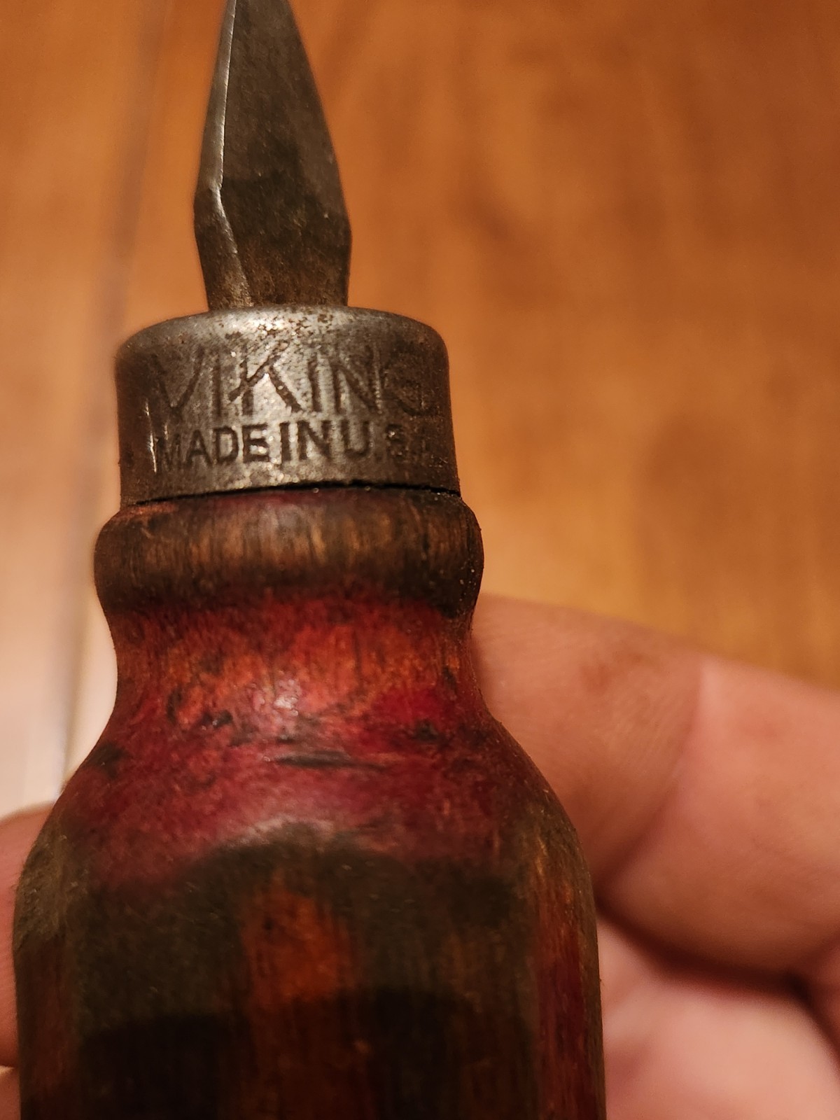 Rare Viking Stubby Slotted Screwdriver Wood Handle Steel Shaft Made in USA
