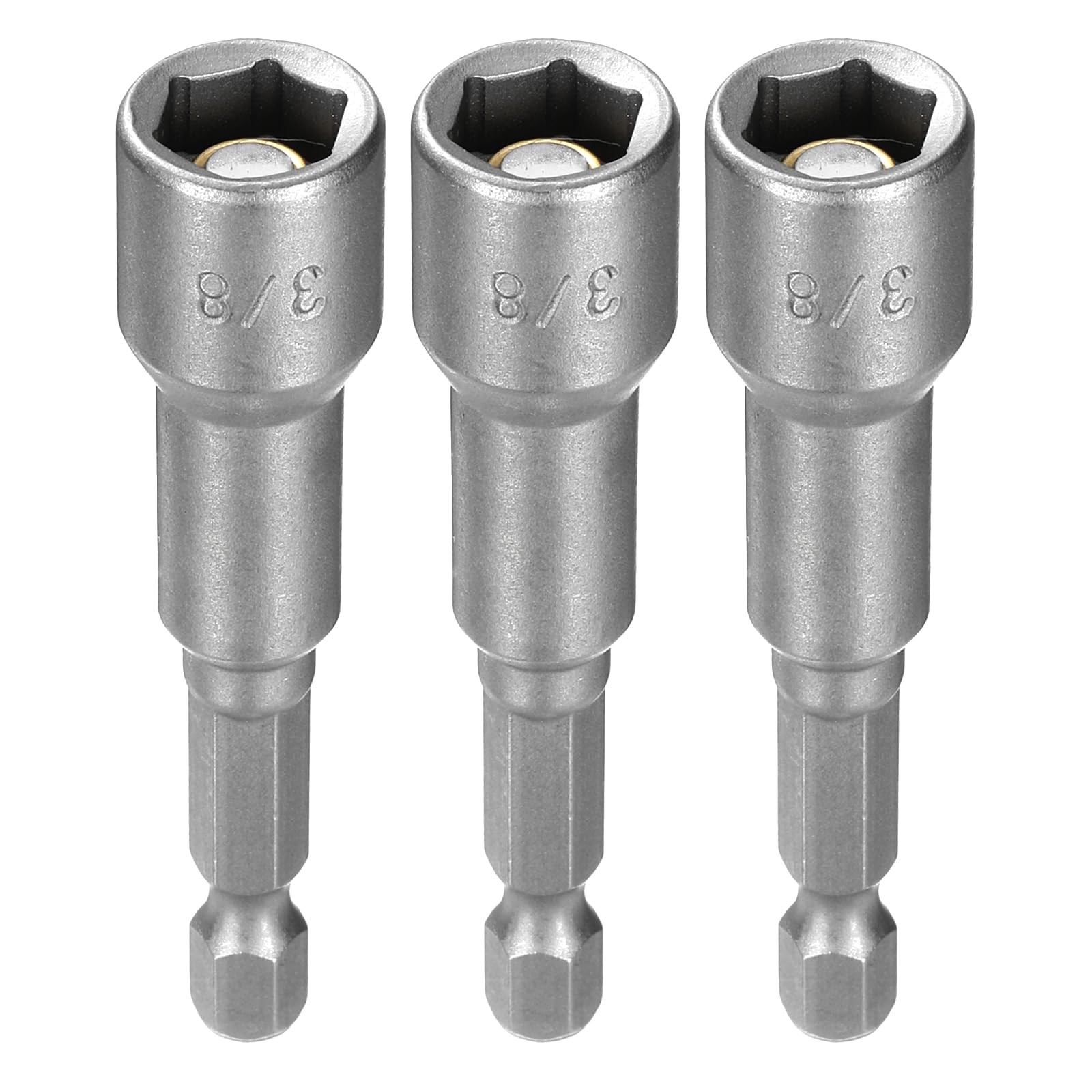 HARFINGTON 3pcs Hex Nut Driver Drill Bit 3/8″ 6-Point Socket 1/4″ 3/8″, Gray