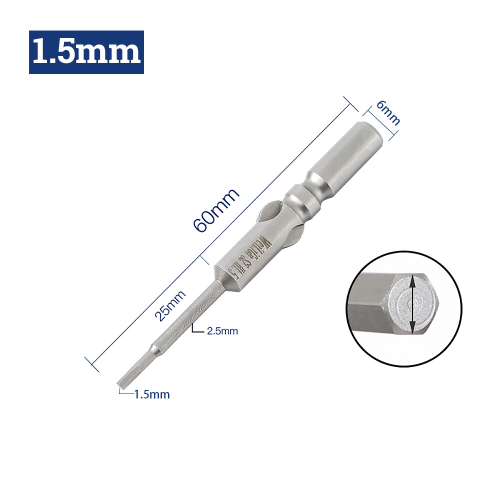 6mm Round Shank Hex Screwdriver Bit Magnetic Allen Key Drive Power Drill H1.5-H6