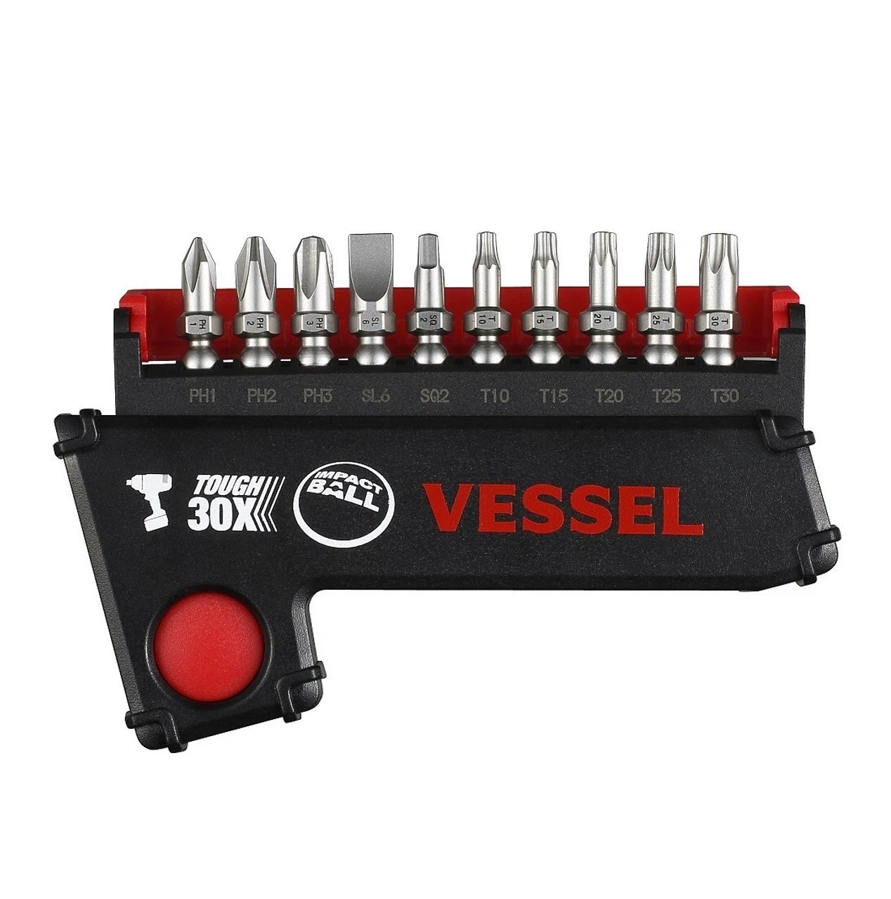 Vessel Cordless Electric Screwdriver w Ball Grip, High Torque, 11 pc Bit Set