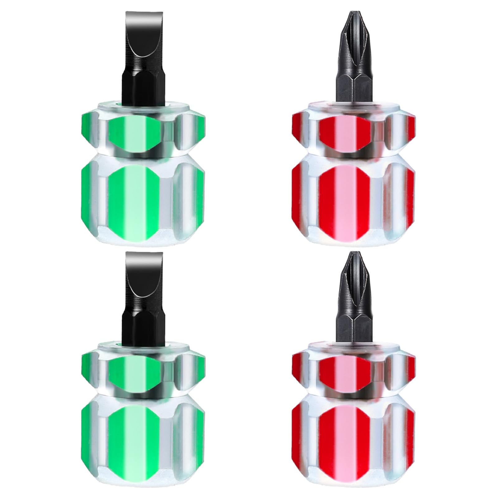 Mabor 4Pcs Stubby Screwdriver Mini Short Sewing Machine Red and Green