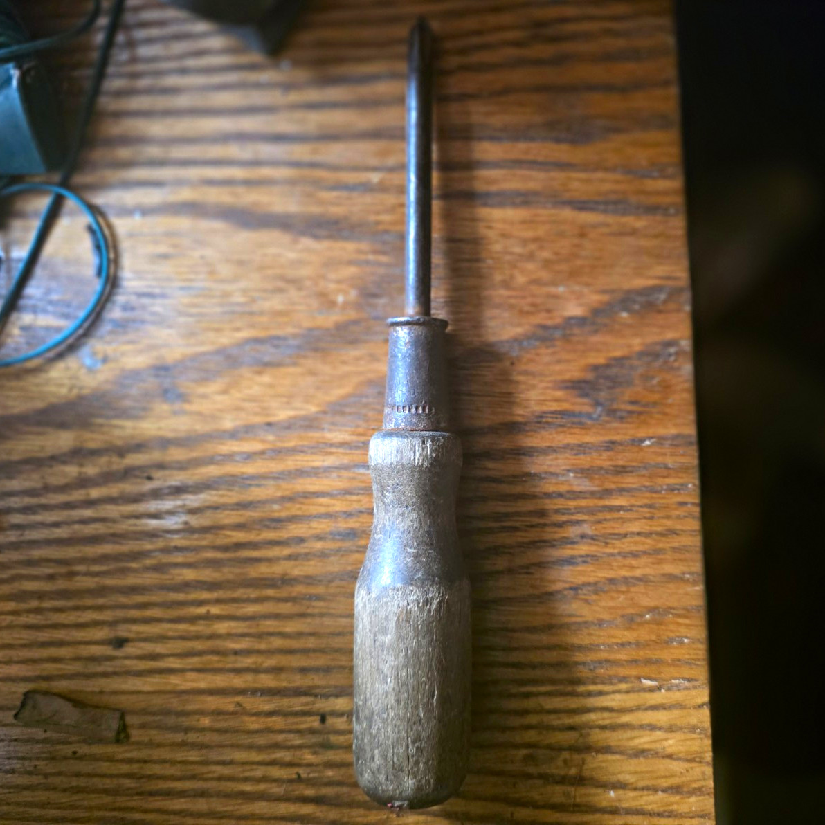 Vintage Wood Handle Flat/Slotted Screwdriver Hand Tool, Wood/Metal