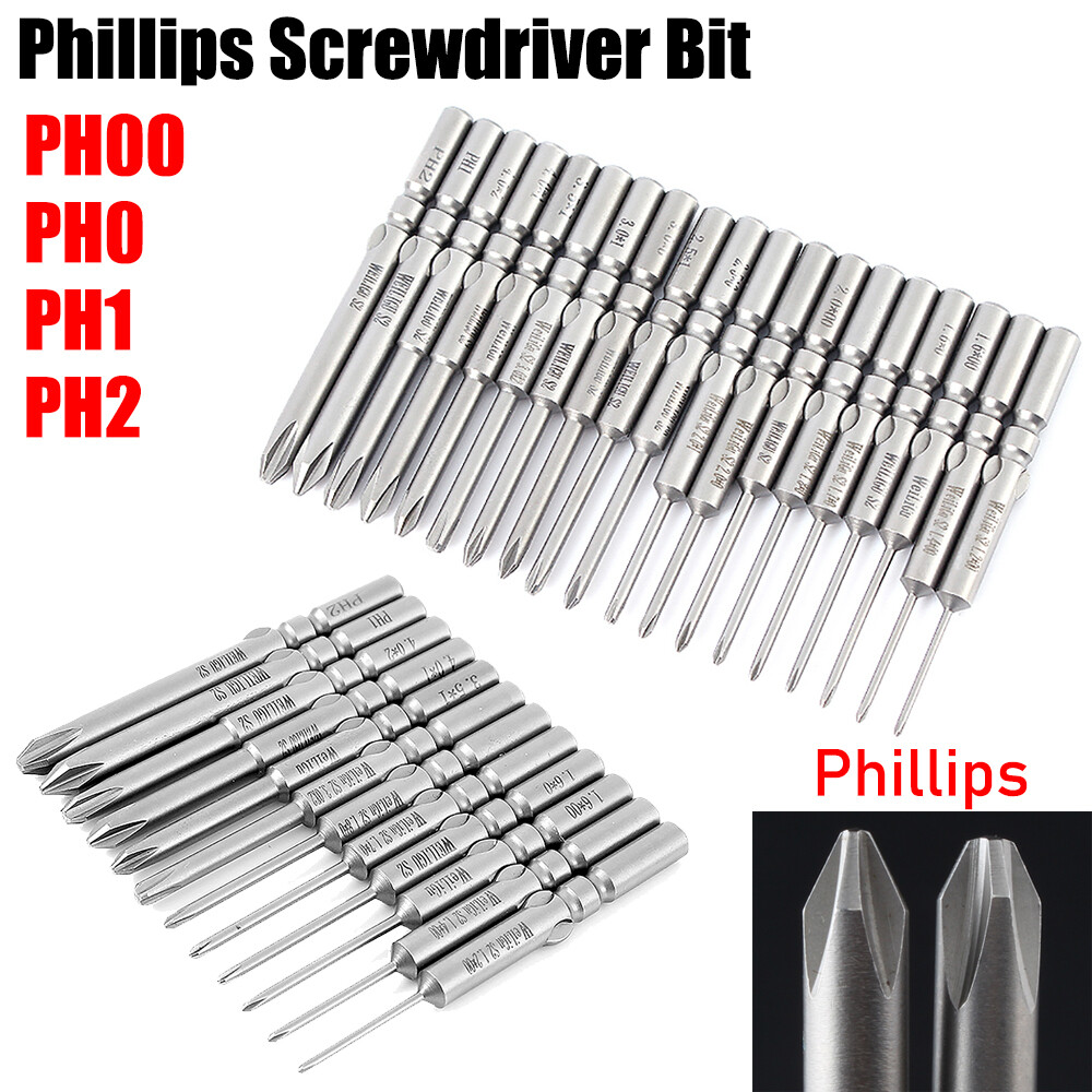 10 Pcs PH00-PH2 Phillips Screwdriver Drill Bit S2 Steel 5mm Round Shank 50-150mm