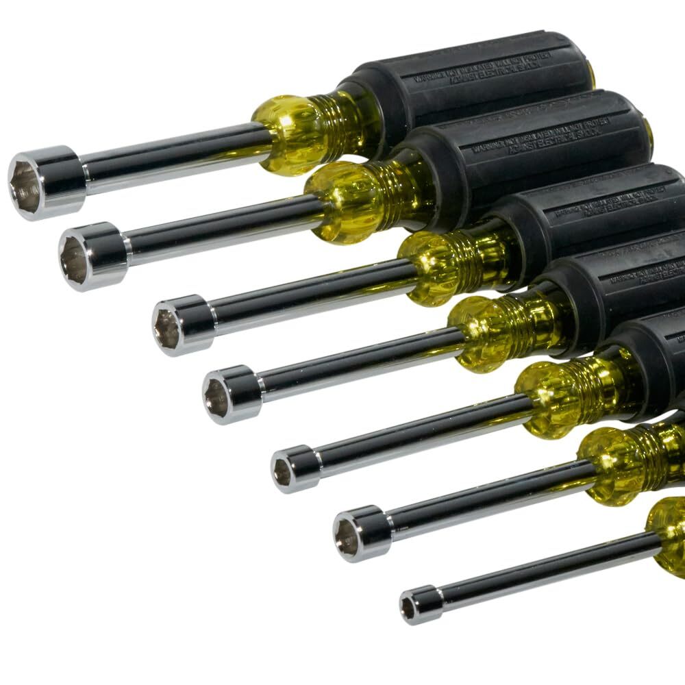 Klein Tools 7 Piece Nut Driver Set Cushion Grip Handles Hollow Shaft Design