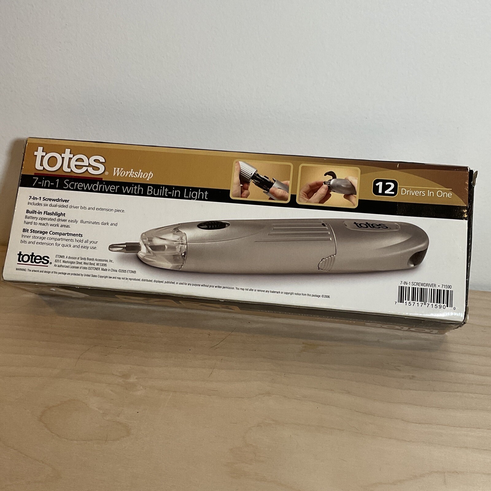 Totes Workshop 7-in-1 Screwdriver With Built-in Light (batteries NOT Included)