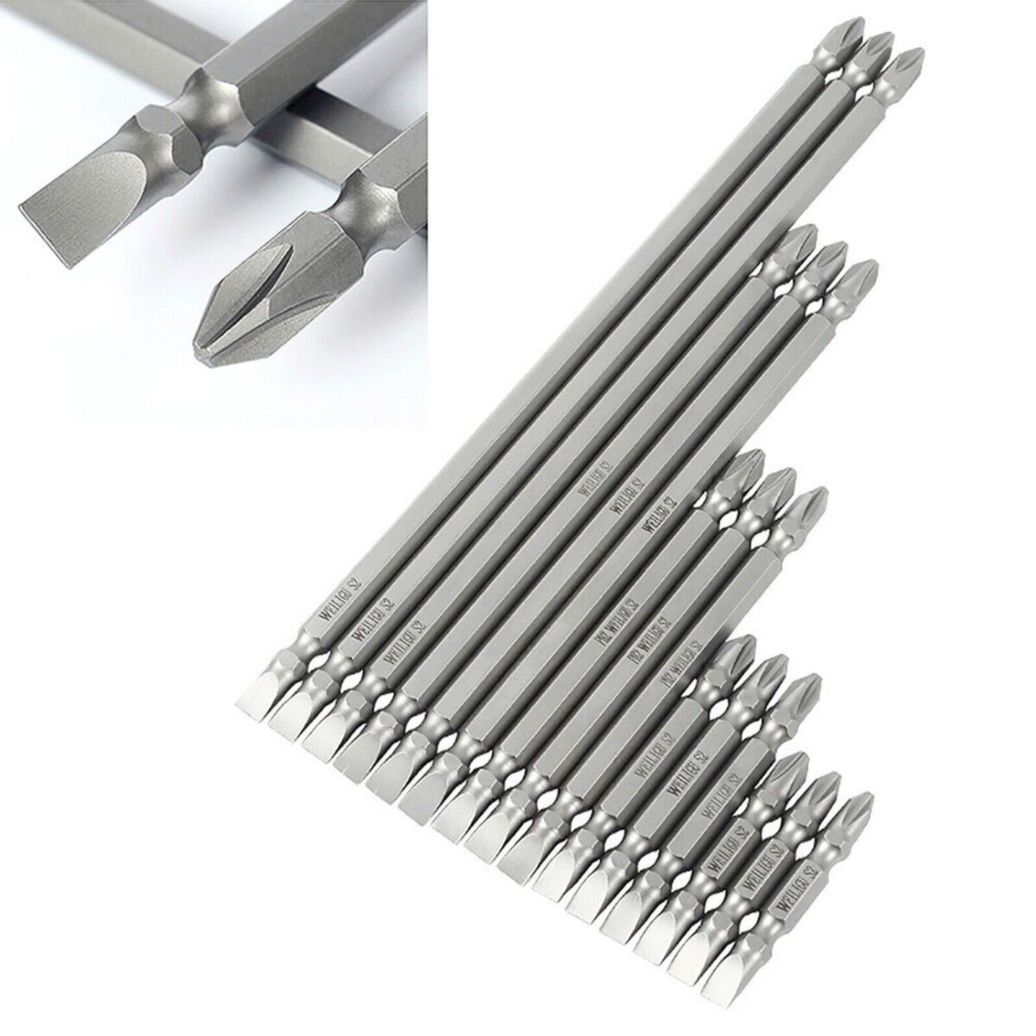 PH2 Magnetic Hex Shank Phillips Slotted Double End Bit Screwdriver Bits 6mm Tip