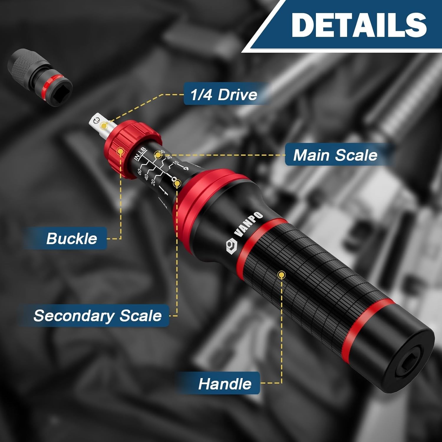 Torque Screwdriver Set, 10–60 in-lb, 64 Pcs 1/4″ Drive Torque Wrench Screwdriver