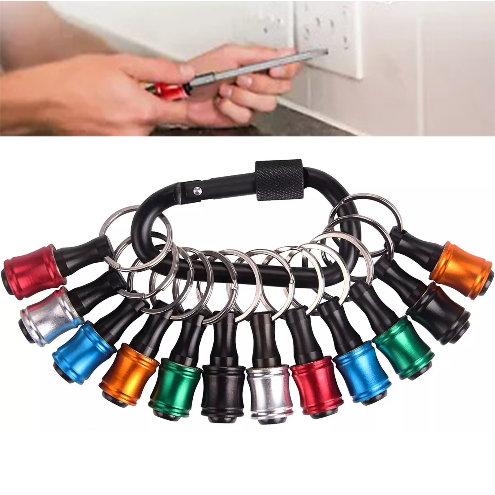 1/4″ Hex Shank Quick Release Keychain Screwdriver Drill Bit Holder Bit Set 24PCS