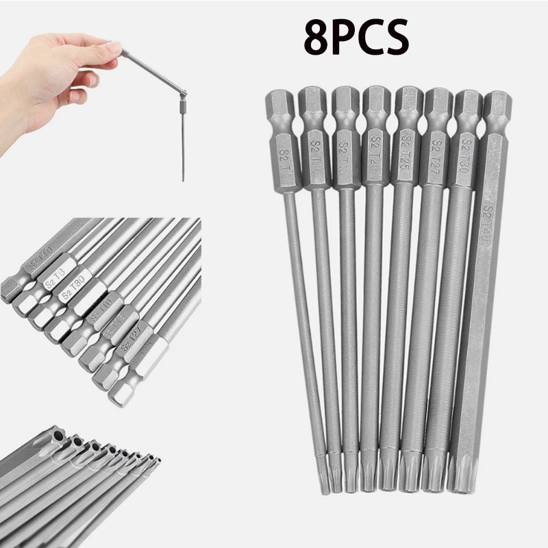 8pcs Torx Bit Set + Hex Key Allen Bit Set – For Power Drill & Impact Driver