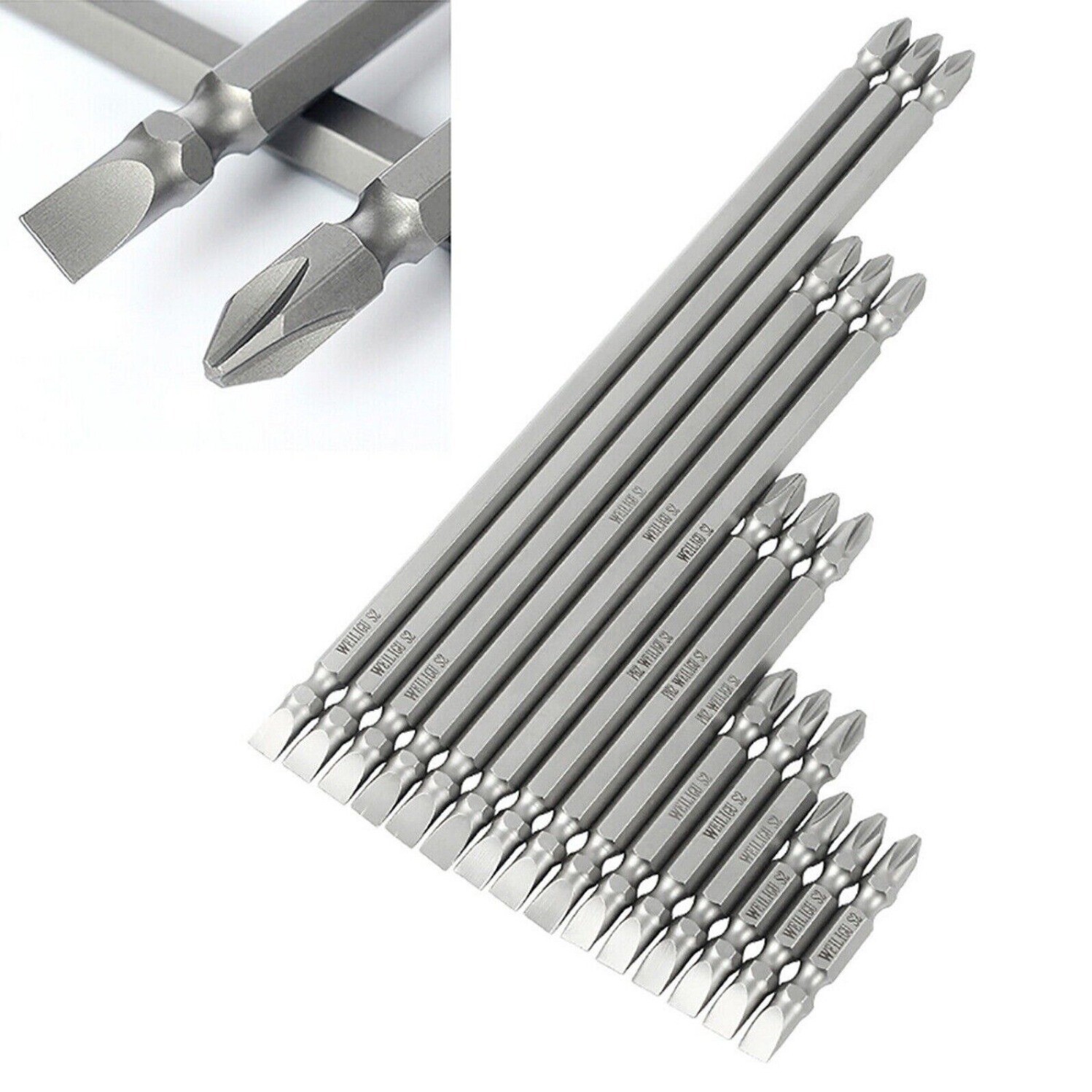 PH2 Magnetic Hex Shank Phillips Slotted Double End Bit Screwdriver Bits 6mm Tip